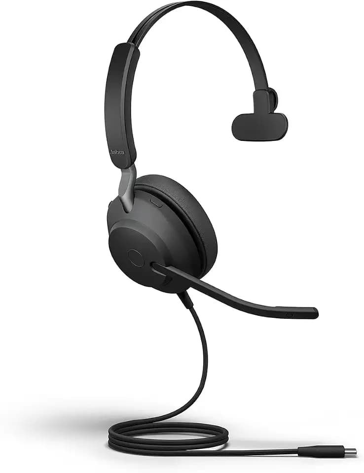 Jabra Evolve2 40 SE Kabelgebundenes Mono-Headset mit Geräuschunterdrückung – verfügt über 3-Mikrofon-Anruftechnologie und USB-C-Kabel – funktioniert mit Allen führenden Unified