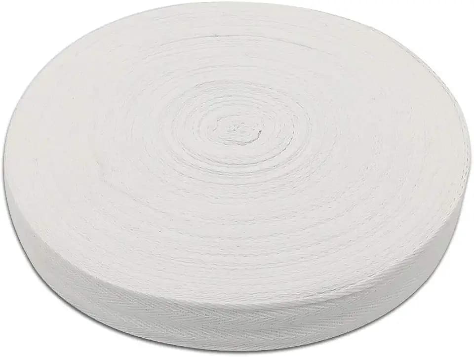 Natural Cotton Twill Tape 50 Yards 1 Inch Bunting Bias Tape Herringbone Webbing Tape Roll for Apron Sewing Dressmaking Craft (White)