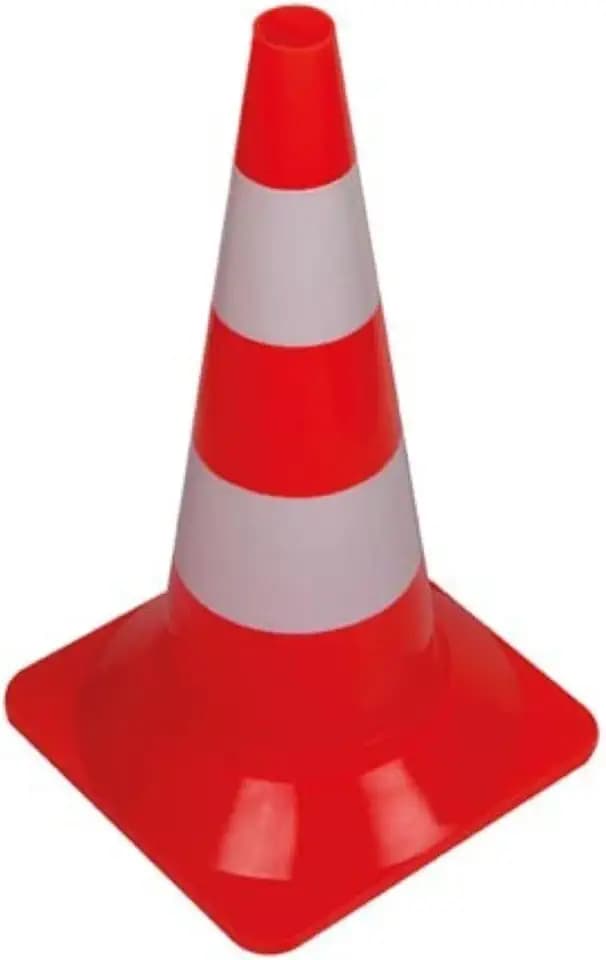 Perel Verkehrskegel 50 cm, rot weiß, flexibles LDPE, für Sport, Training, Bereichsmarkierung und Absperrung
