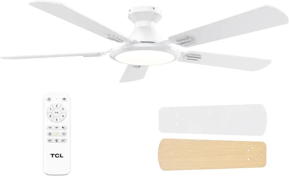 TCL 52" White Low Profile Ceiling Fan with Light & Remote