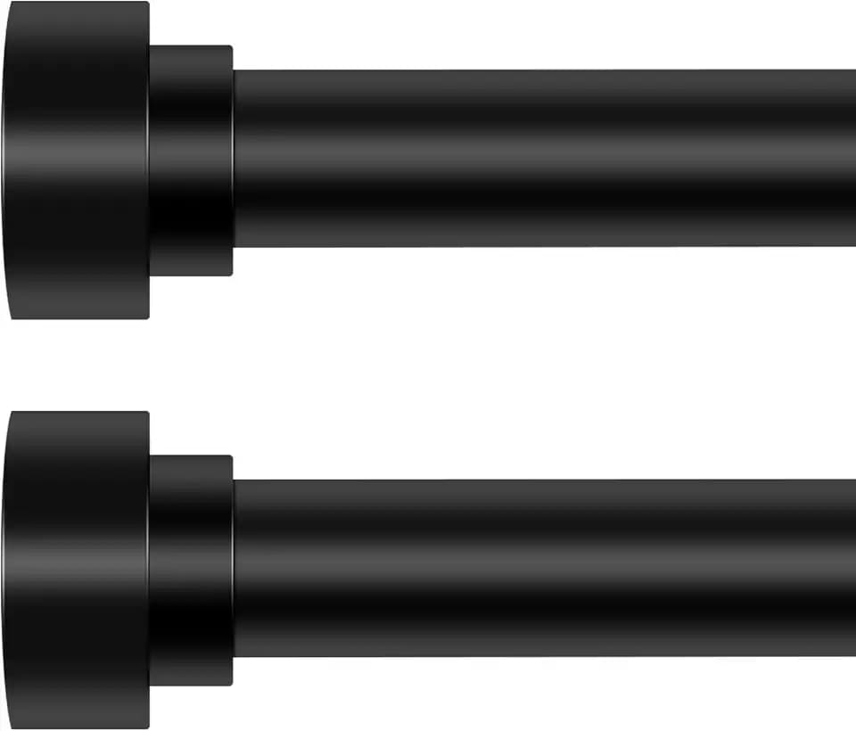 HEI! DEAR 2 Pack Black Curtain Rods 48 to 84 Inch(4-7FT),1 Inch Heavy Duty Curtain Rods,Adjustable Curtain Rod Set,Modern Decorative Drapery Rods,Telescoping Window Curtains Rods 36-88",Matte Black