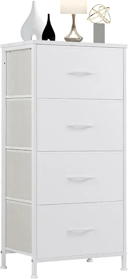 DUMOS Nightstand, Bedside Table with 4 Fabric Drawers