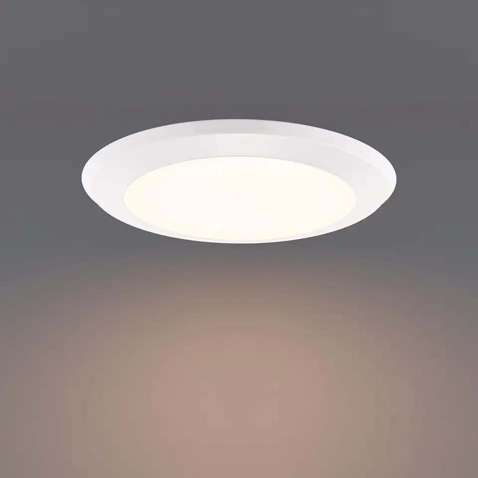 Builder Essential 6in Round Disc LED Flush Mount Ceiling Light, 10W 800 Lumens with 5-CCT 2700-3000-3500-4000-5000K in White (Pack of 12)