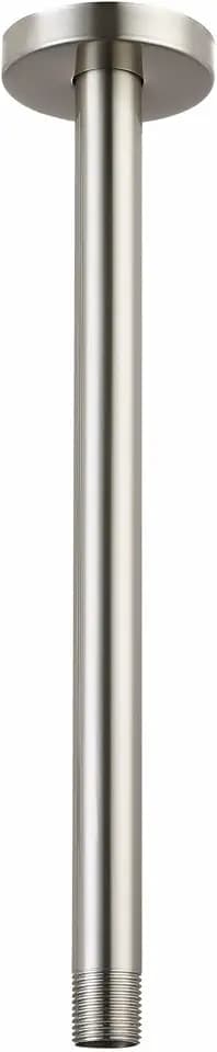Voolan Shower Arm with Flange, Ceiling Mounted Fixed Shower Pipe, Bathroom Straight Rain Shower Replacement Arm, Universal Connection 1/2 NPT (16 Inch, Brushed Nickel)