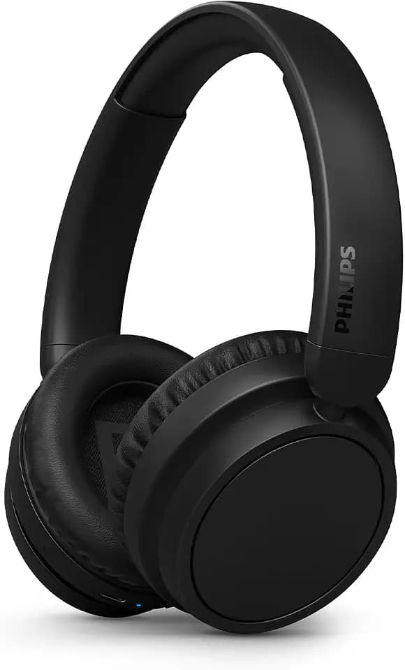 PHILIPS TAH5209BK Leichter ohraufliegender kabelloser Bluetooth-Kopfhörer mit passiver Geräuschisolierung – 65 Stunden Spielzeit, deutliche Anrufe, dynamischer Bass, 2 Stunden USB-C-Laden – Schwarz