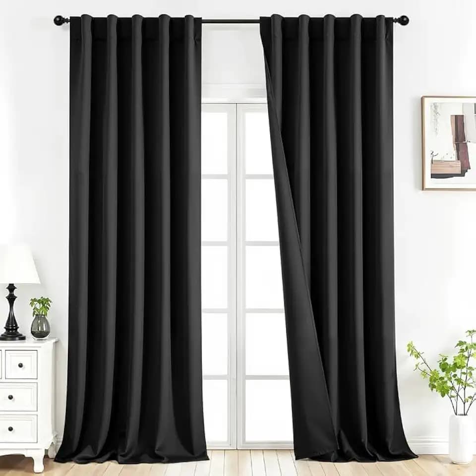 Joydeco Blackout Curtains for Bedroom, Black Out Curtains 108 Inch Long, Room Darkening Noise Reducing Wrinkle-Free Drapes, 108'' Long Drapes for Living Room 2 Panels (W52 x L108 Inch)
