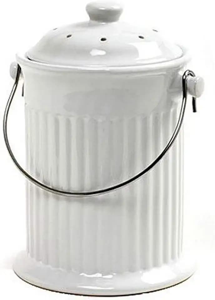 Norpro, White , 1 Gallon Ceramic Compost Keeper, One Size