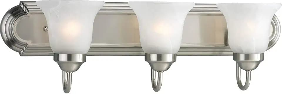 Progress Lighting Alabaster Glass 3-Light Bath Vanity Light, Brushed Nickel