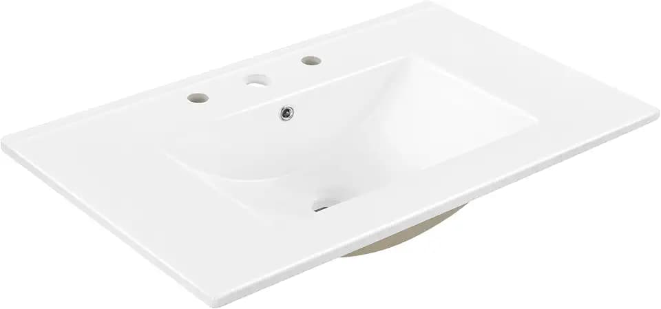 JONATHAN Y Ancillary 30" Bathroom 3-Hole Sink Top, White