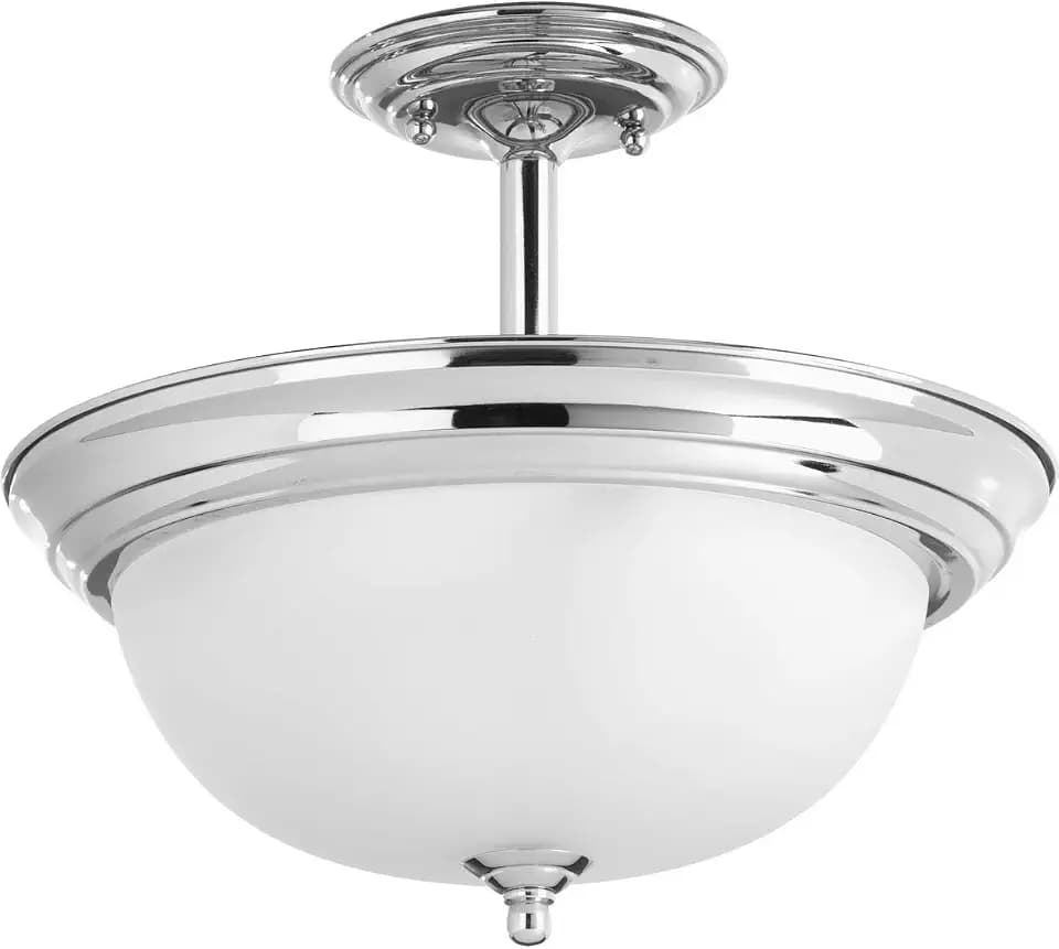 Progress Lighting Dome Glass 2-Light Semi-Flush Light, Polished Chrome