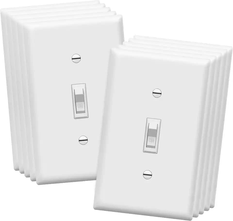 ENERLITES 10 Pack Toggle Light Switch with Wall Plate, Single Pole, White