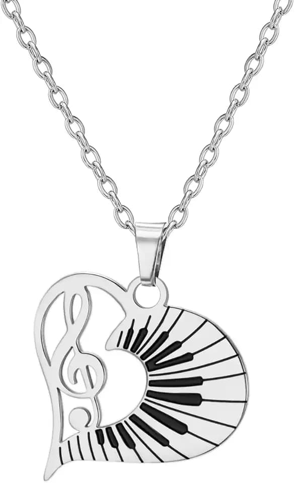Music Note Heart Necklace for Women Instrument Piano Treble Clef Charm Pendant Artist Musican Jewelry Concert Gift Musician Teacher Classmates