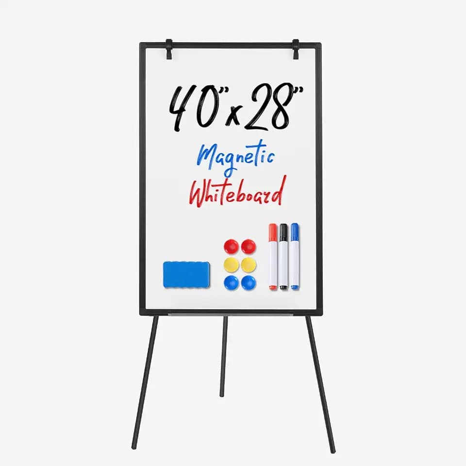 NEWBULIG Magnetic Dry Erase Board 40" x 28", White Board with Adjustable Stand, Heavy-Duty Aluminum Frame & Accessory Tray for Office, Classroom, Home & Presentations, Black