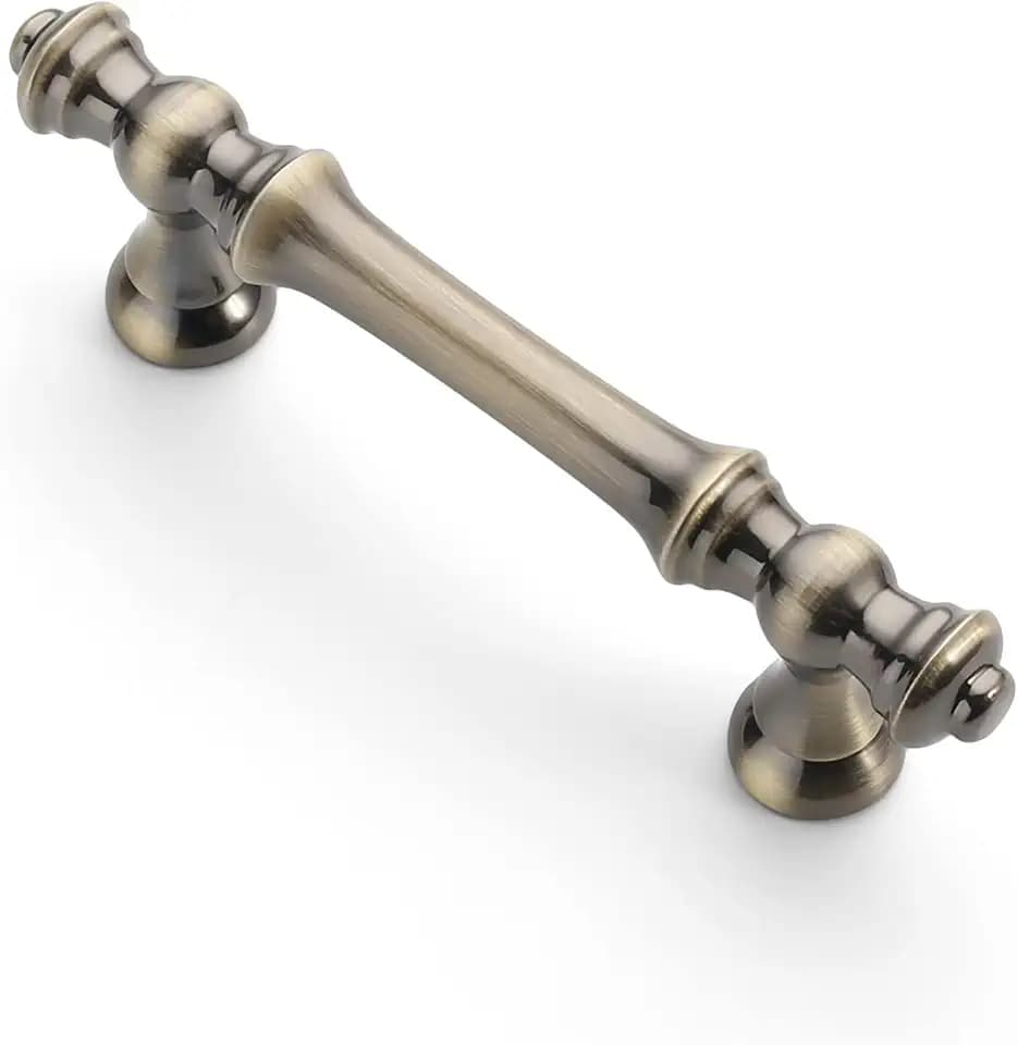 Asidrama 10 Pack 3 Inch(76mm) Brushed Antique Brass Kitchen Cabinet Handles, Cabinet Pulls Kitchen Cabinet Hardware for Cupboard Drawer Pulls