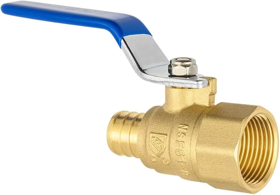 5Pcs EFIELD 3/4Inch Pex Crimp X 3/4Inch FNPT Brass Ball Valve(VALVE449-5)