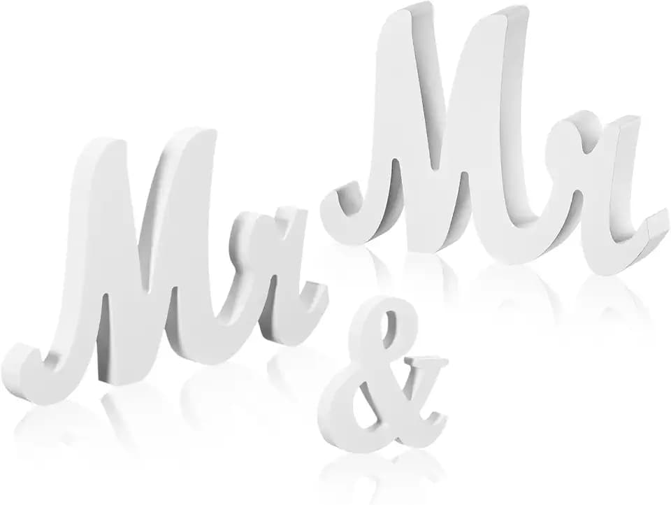 Berlune Mr and Mr Wedding Sign, Wooden Letters Table Decor,White