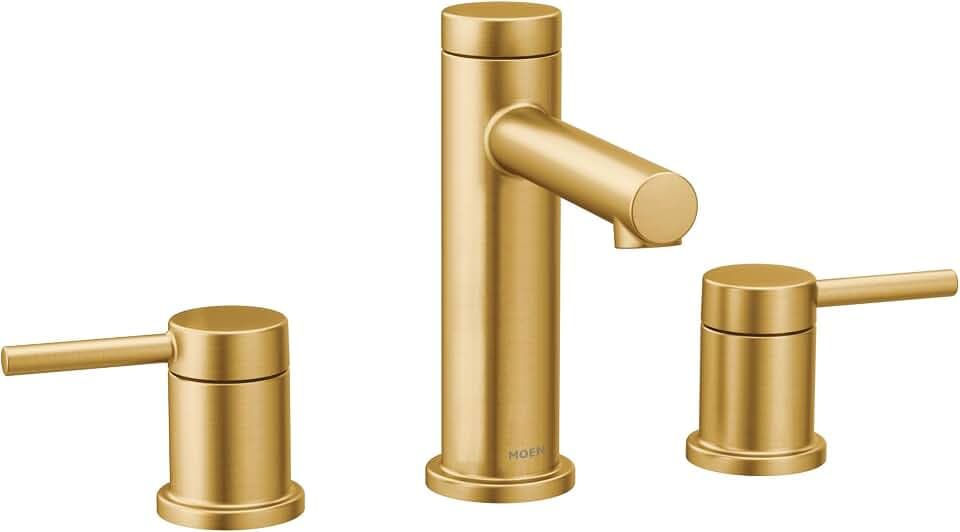Moen Align Brushed Gold Two-Handle Three-Hole Modern Widespread Bathroom Faucet Trim Kit, Valve Required, T6193BG