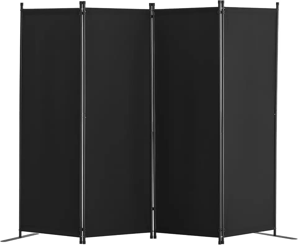 VEVOR Room Divider, 4 Panel Room Dividers and Folding Privacy Screens, Fabric Partition Room Dividers for Office, Bedroom, Dining Room, Study, Freestanding, Black