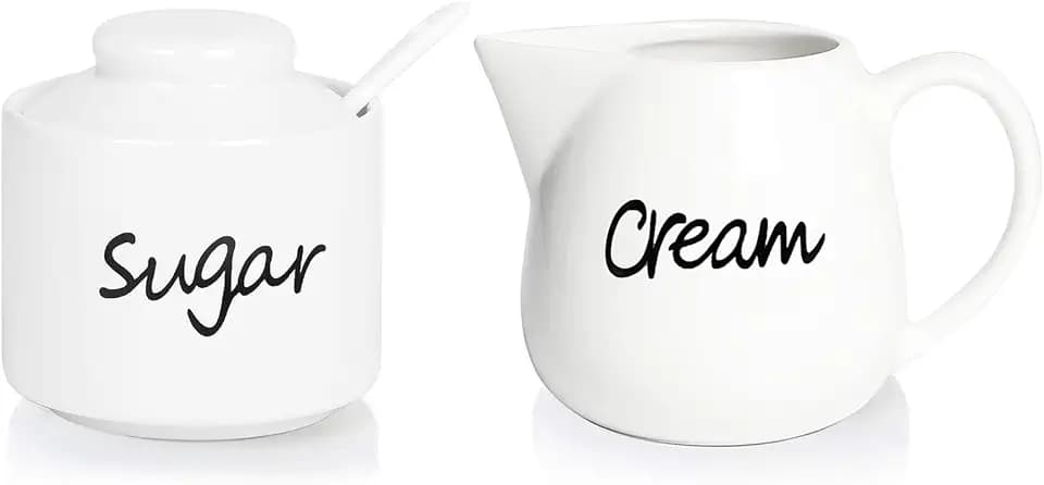 ONTUBE Porcelain Sugar and Creamer Set of 3,White