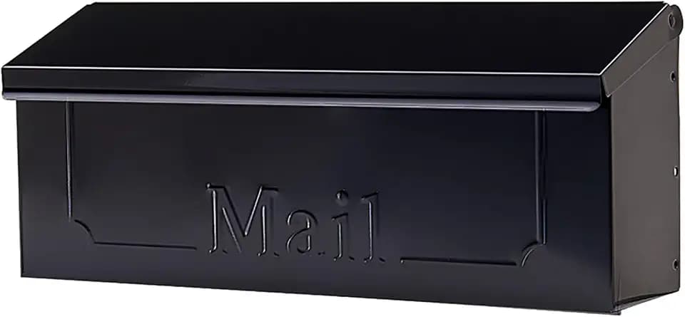 ARCHITECTURAL MAILBOXES Townhouse Galvanized Steel, Wall-Mount Mailbox, Black Small