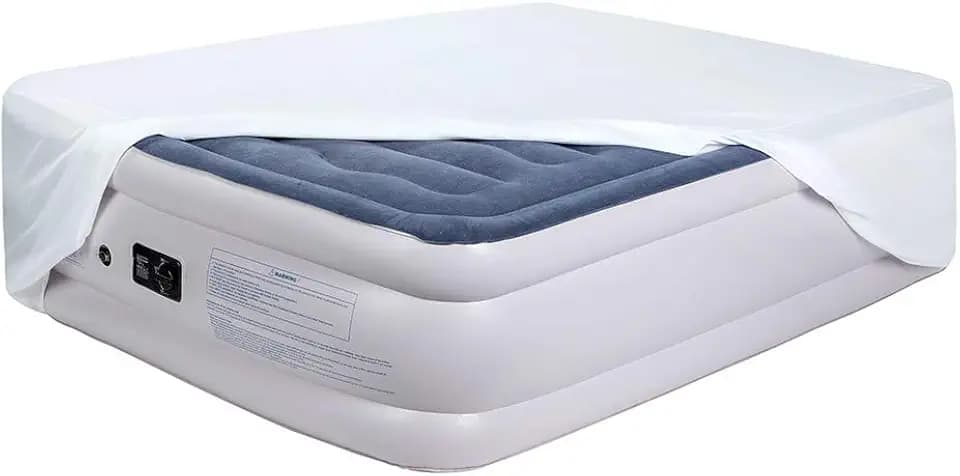 Bedecor Fitted Sheet for Air Mattress, Easy Inflate, Queen, White