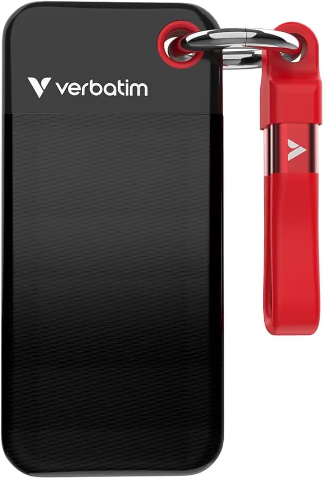 Verbatim Pocket SSD 128GB Externe SSD USB 3.2 Gen2 bis 1000MB/s Schwarz Rot