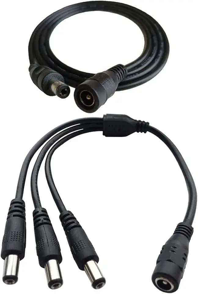 DC 12V Kabel DC 5,5 x 2,1mm Stecker 1 Buchse auf 3 männliche Stromleitung Splitter und Buchse auf männliche Stromleitung Verlängerungskabel 1m (3,3ft)