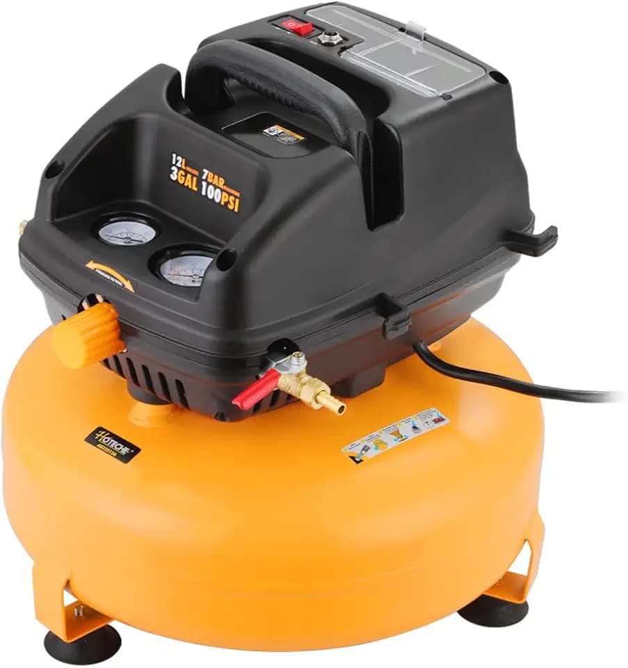 Hoteche 3 Gallon Air Compressor, 1/3HP Portable Air Compressor 100PSI Max Working Pressure, Oil-Free Compressor Tank for Tire Inflation, Spray Painting, Woodwork Nailing, 4700RPM