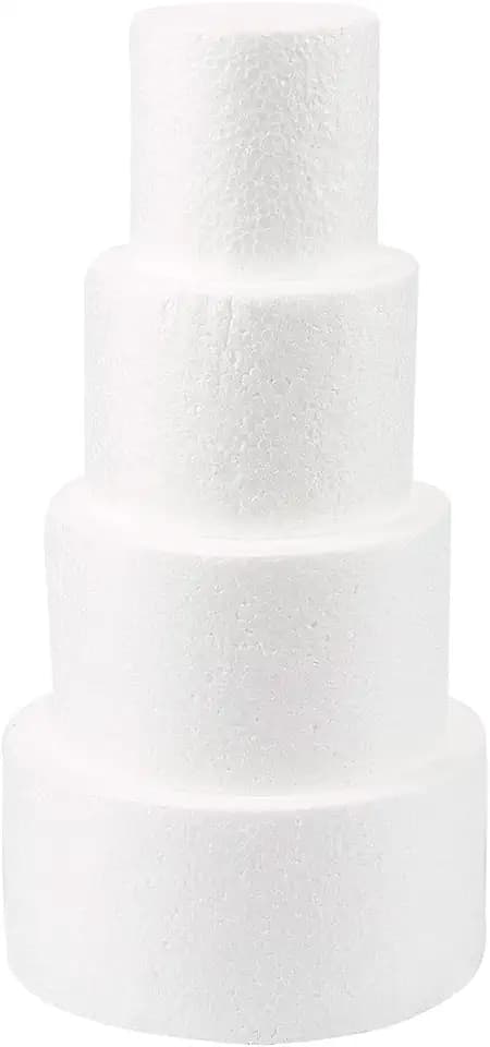 Juvale Round Foam Cake Dummy - 3", 4", 5" & 6" Dia x 3" H White 4-Pack - Cake Decorating Foam & Faux Wedding Props