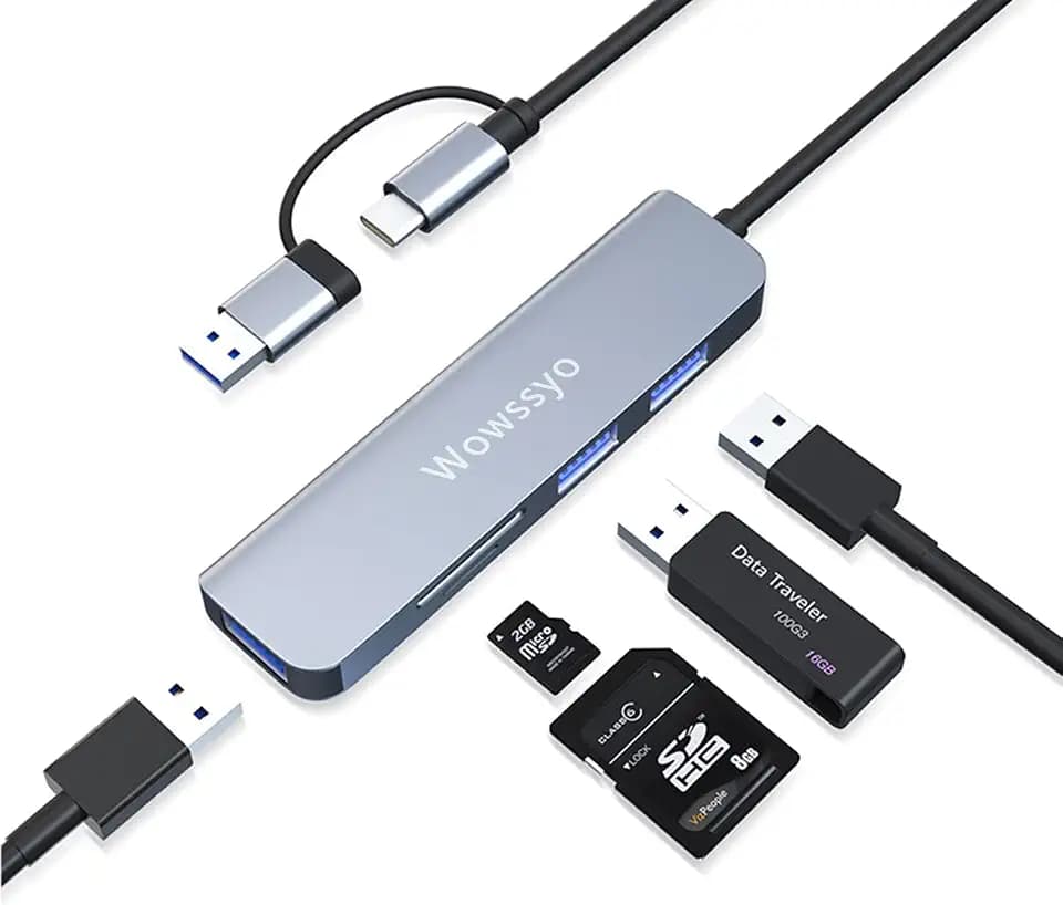 5-Port USB 3.0 Hub, SD und TF Leser, USB 3.0 / USB 2.0 Ports, Ultra Slim Portable USB Daten Hub, USB Splitter für MacBook, Mac Pro, Mac mini, IMac, Surface Pro, Laptop, PC