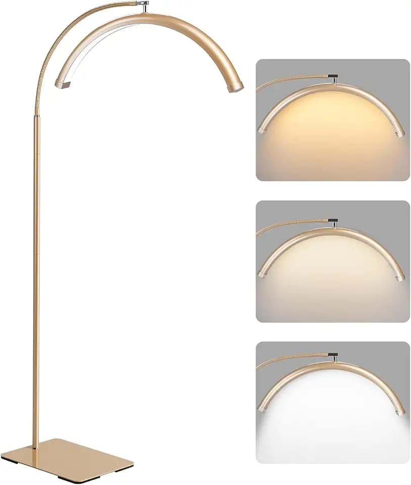 Half Moon Lash Light for Eyelash Extensions & Estheticians, Dimmable LED Lash Lamp with Flexible Gooseneck, Shadow-Free Moon Light for Lash Tech, Tattoo, SPA, Eyelash Lamp (Gold)