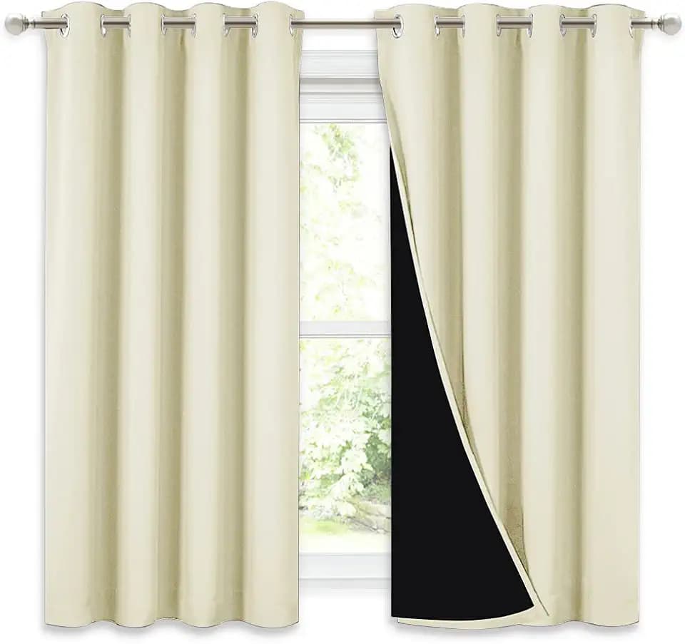 NICETOWN Beige Blackout Curtains for Bedroom 52" Wide x 54" Long 2 Panels