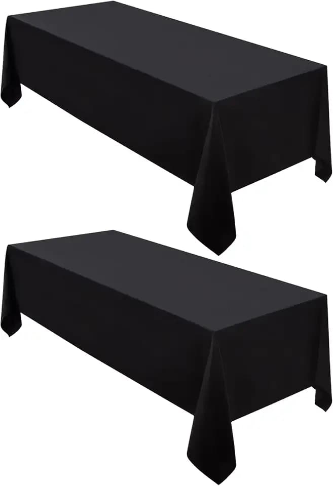 Surmente 2 Pack 60x102 Inch Black Tablecloth for 6 Foot Rectangle Tables