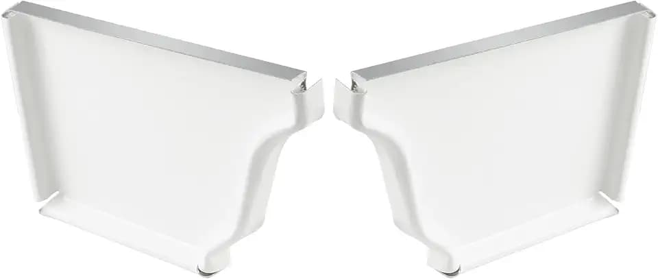 1 Pair 6 Inch K-Style Aluminum Gutter End Caps, Rain Gutter End Covers 1 Left and 1 Right for Standard Roof Gutters