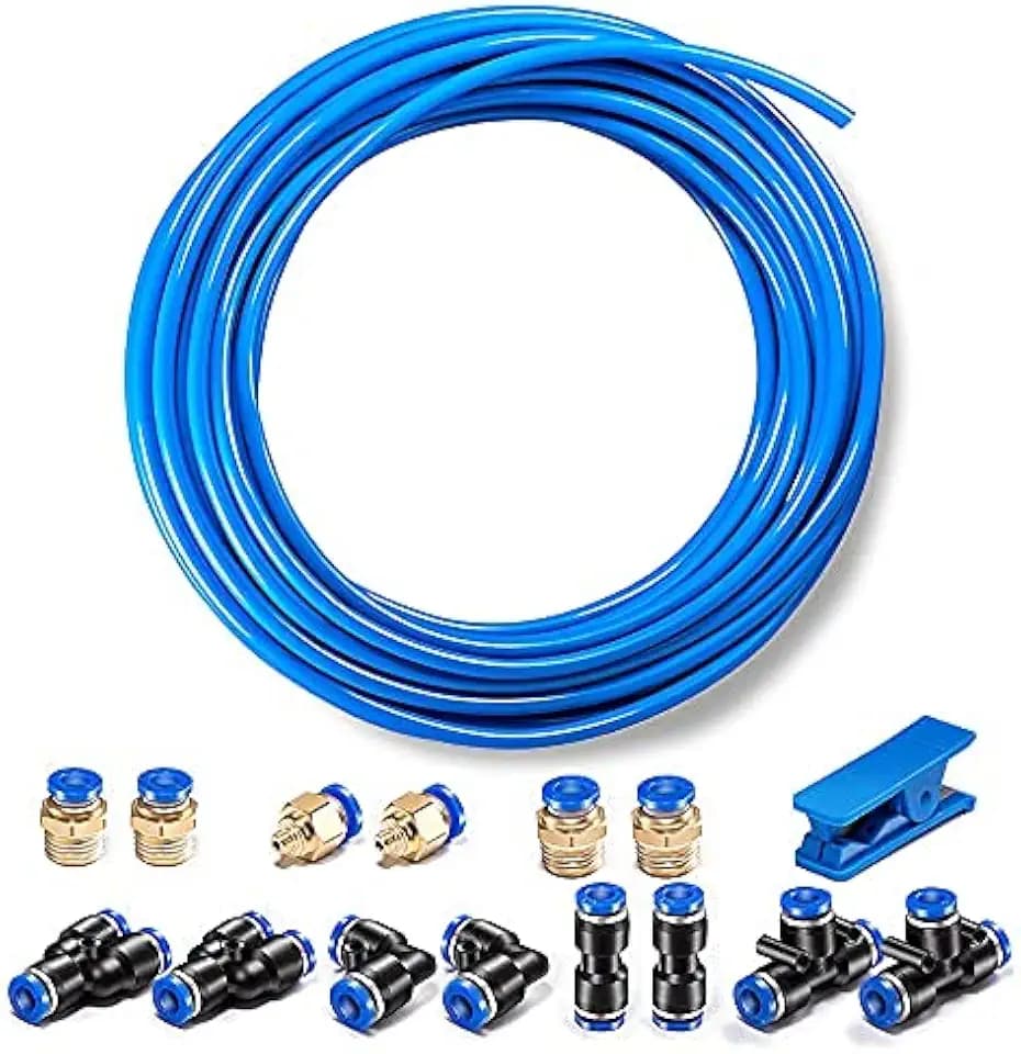 Pneumatic Tubing Blue PU Air hose Pipe Tube Kit 6mm OD 4mm ID 39.4ft/12 Meter for Air Line or Fluid Transfer
