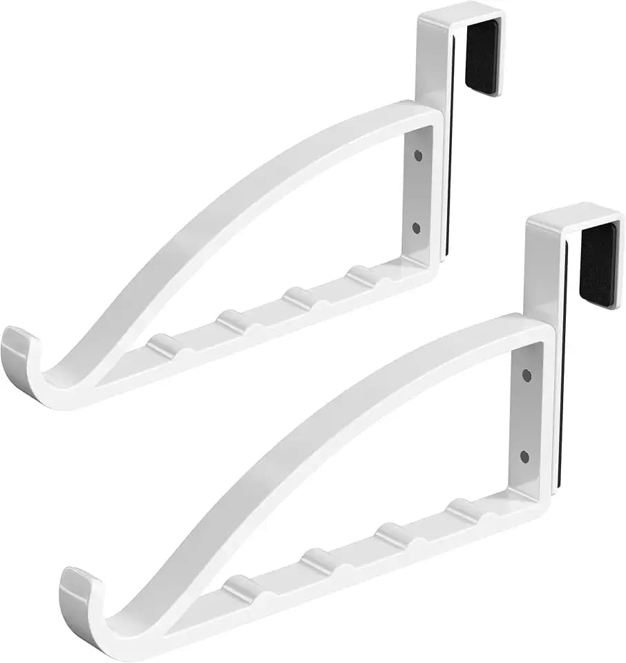 niffgaff 2 Pack White Over the Door Coat Hanger, Heavy Duty Metal Door Hanger Rack for Clothes, Coats & Bags, with Front Hook, Fits Doors up to 1.38'' Thick
