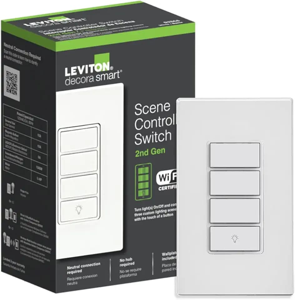 Leviton Decora Smart Controller Switch, Wi-Fi 2nd Gen, D2SCS-1RW, White