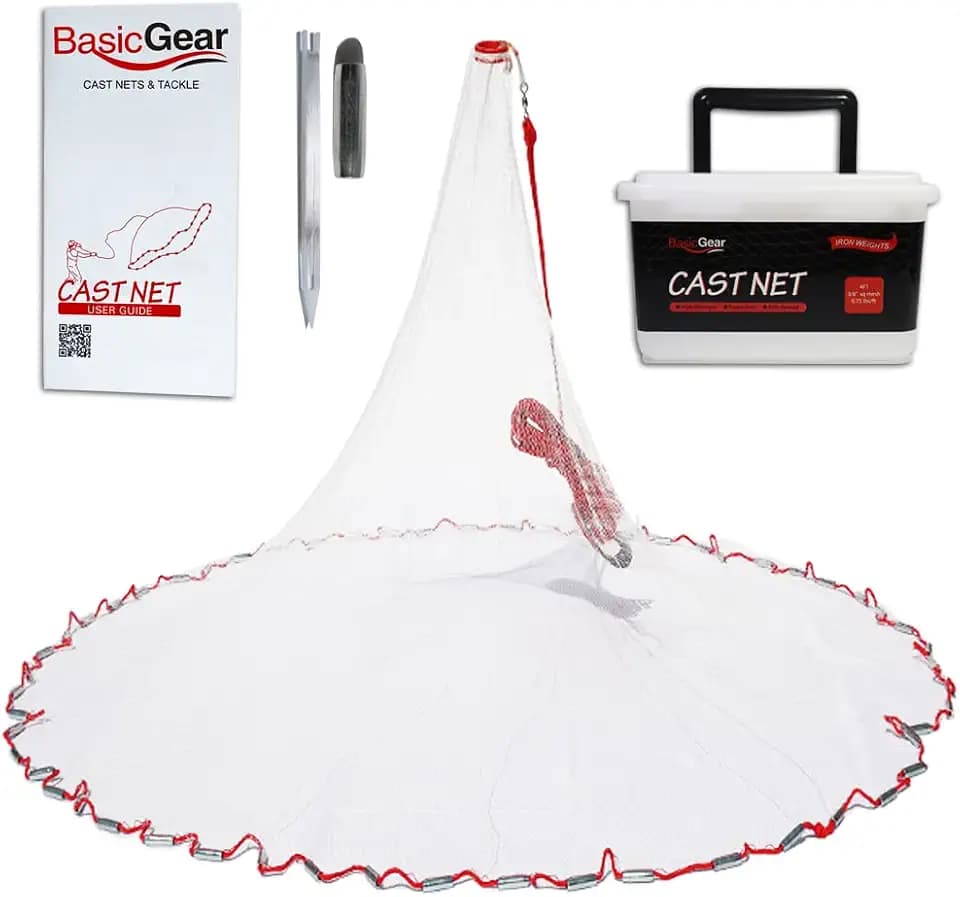 BasicGear Cast Net, 3-14ft Radius, 1/4, 3/8 and 1/2 in Mesh