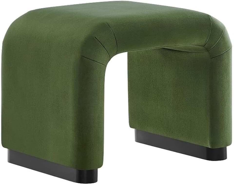 Modway EEI-6733-BLK-MOS Koda Performance Velvet Waterfall Stool, Black Moss Green