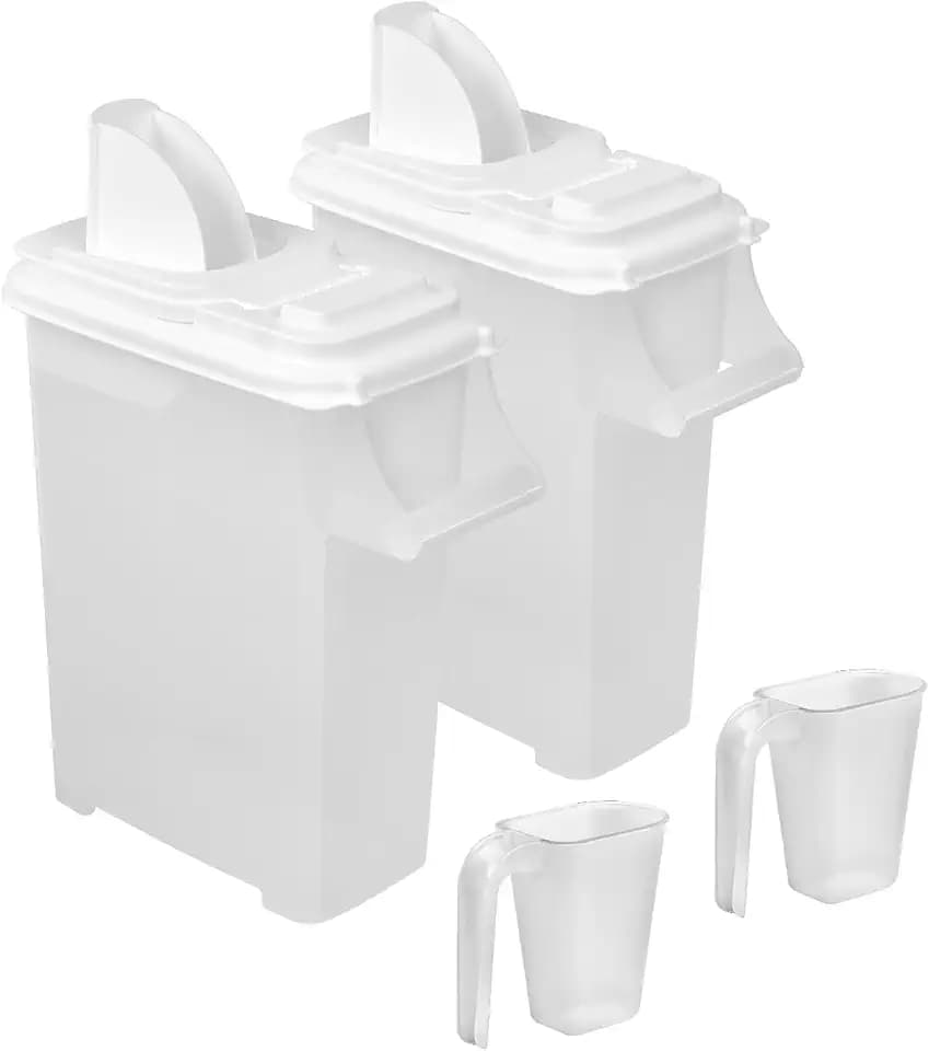 Buddeez Pet Food Storage Dispensers Plastic 4 Gallon - Airtight Flip Top for Freshness - Dry Dog Food, Cat Food or Bird Seed Plastic Containers (Set of 2)