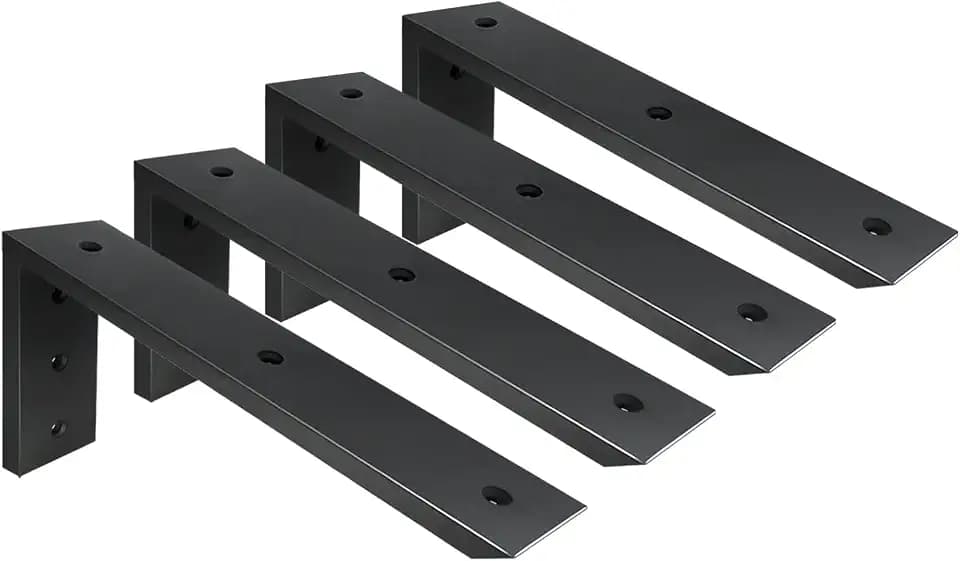 Countertop Support Bracket 4 Pack 12 inch Heavy Duty 1/2" Thick Black Black Granite Countertop Bracket 12"x6"x2.5" Shelf L Bracket Mantel Corbels for Quartz/Granite/Wood/Concret/Laminate Countertops