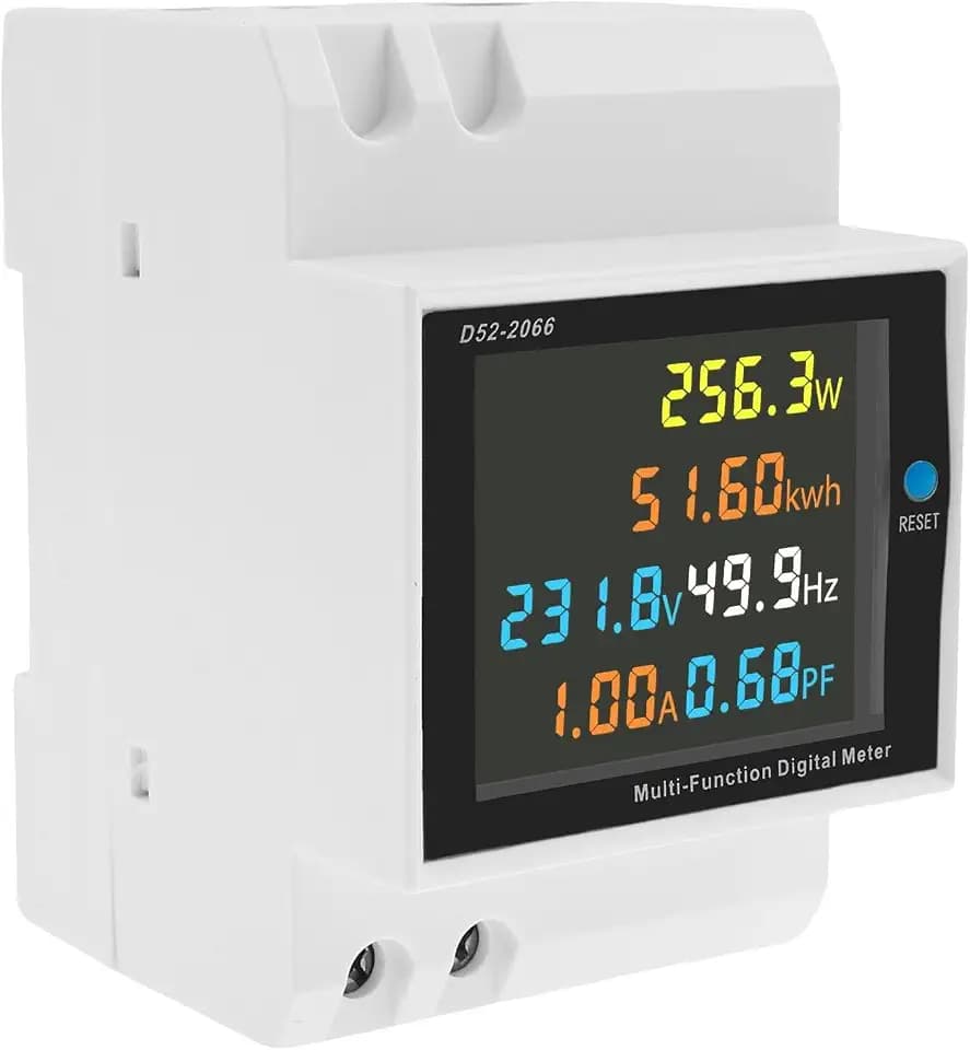 6 in 1 Stromzähler Hutschiene 1 Phasig AC 40-300V 100A Wechselstromzähler mit Beleuchtetes LCD-Display Automatische Datenspeicherung Zwischenzähler Strom für Haushaltsgeräte Schulen Labore