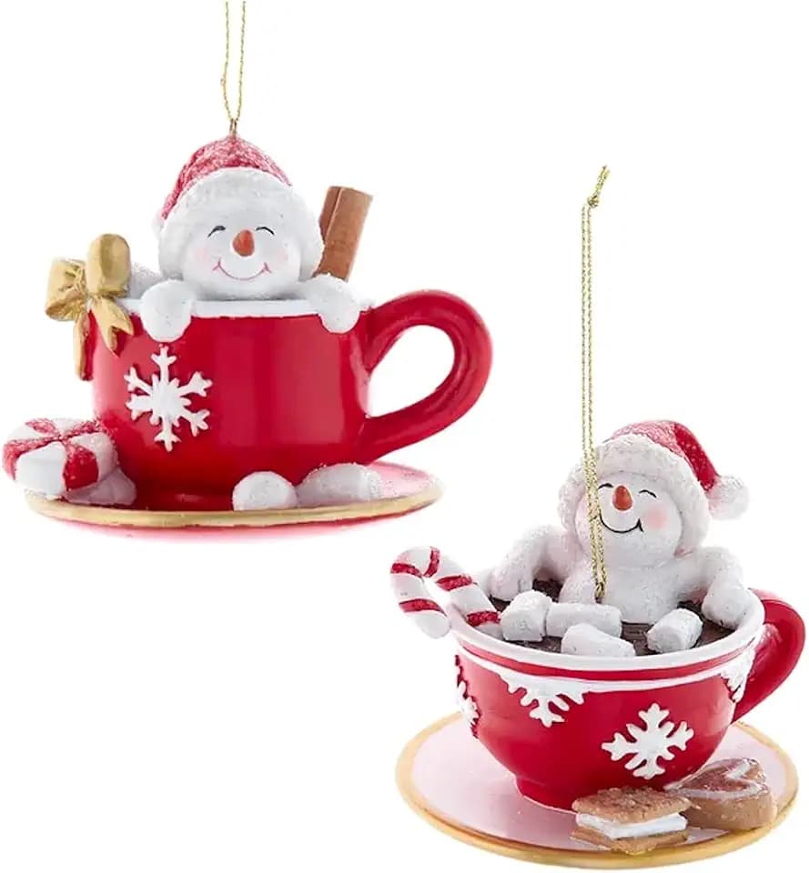 The Bridge Collection Snowmen in Mugs of Hot Chocolate Ornaments