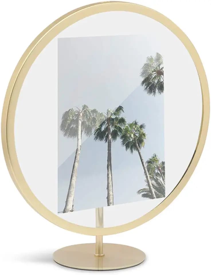 Umbra Infinity Picture Frame, Floating Photo Display for Desk or Wall, 5X7, MAT BRAS