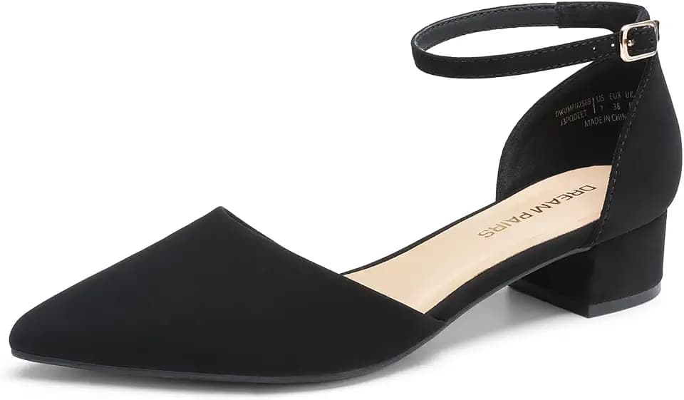 DREAM PAIRS Women's Low Heel Pointed Toe Dress Pumps