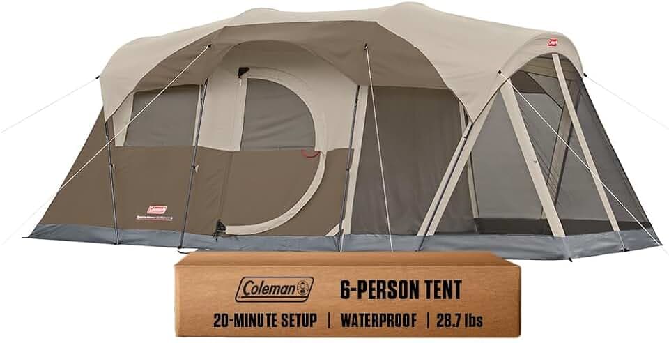 Coleman WeatherMaster Camping Tent with Screened Porch, Weatherproof Tent with Screen Room, Rainfly & Carry Bag Included, Made Without PFAS Chemicals