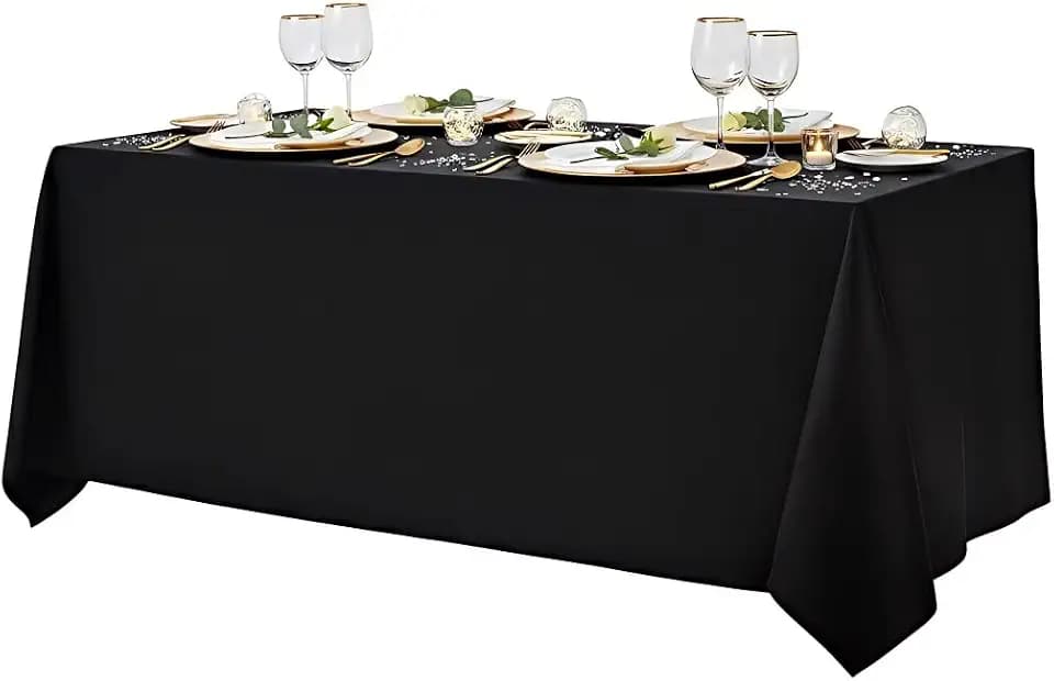 Surmente 90x156 Inch Black Tablecloth for 8 Foot Rectangle Tables