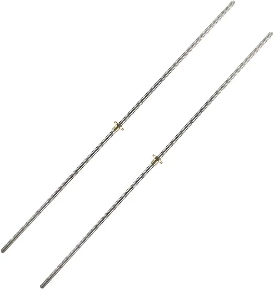 QWORK 2 Pack T8 600mm Lead Screw and Brass Nut (Acme Thread, 4 Starts, 2mm Pitch, 8mm Lead) Used in 3D Printer