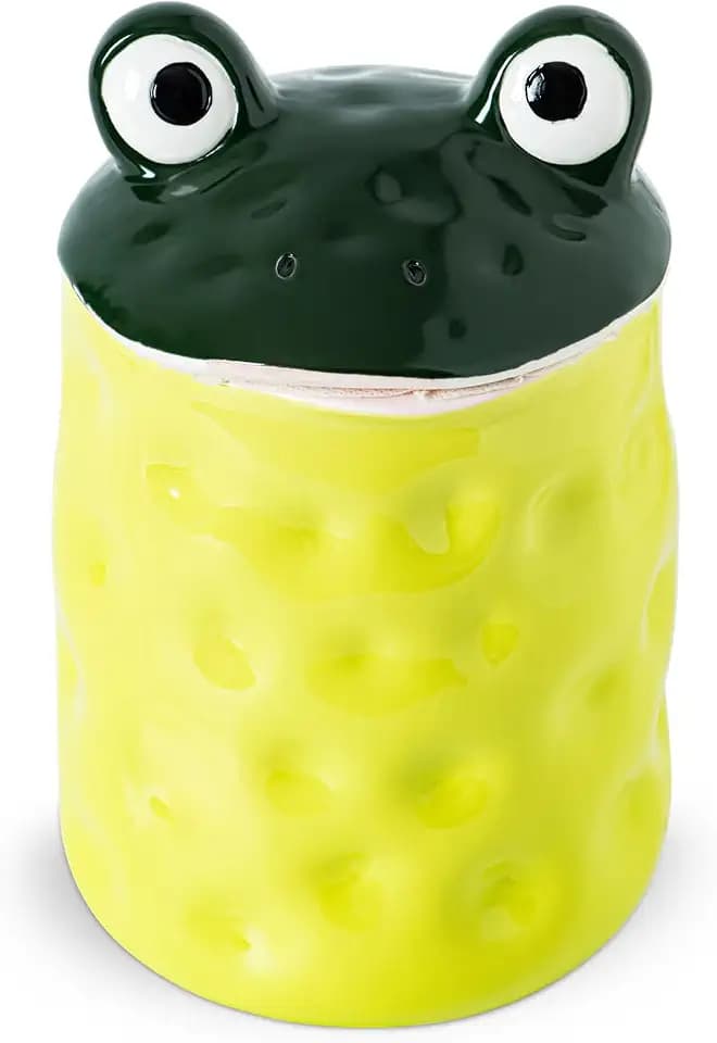Ceramic Frog Cookie Jar Airtight Green Food Storage Canister Container