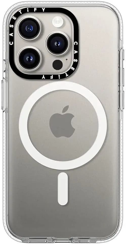CASETiFY Transparente Schutzhülle für iPhone 15 Pro, vergilbt nicht, 2 m, 3 x Fallschutz in Militärqualität, kompatibel mit Magsafe, transparent
